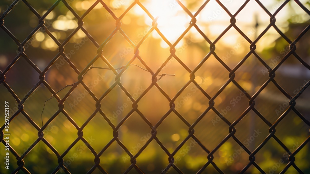 Naklejka premium The sustainability of chain link fences includes recyclable materials and eco-friendly manufacturing processes.