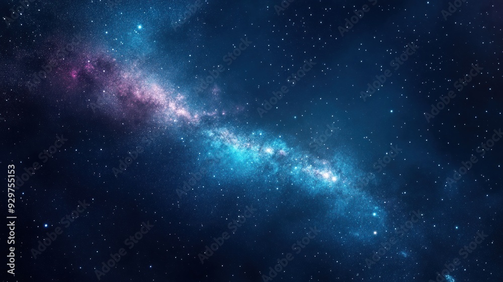 Naklejka premium A Stunning Night Sky with a Diagonal Milky Way Galaxy