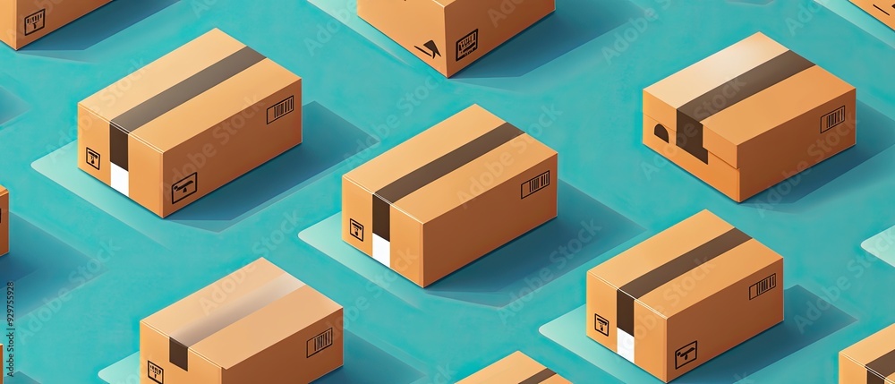 shipping boxes in flat design top view e-commerce animation vivid