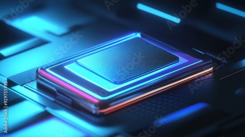 Wallpaper Mural Digital wallet with a glowing display, representing mobile banking, 3D illustration Torontodigital.ca