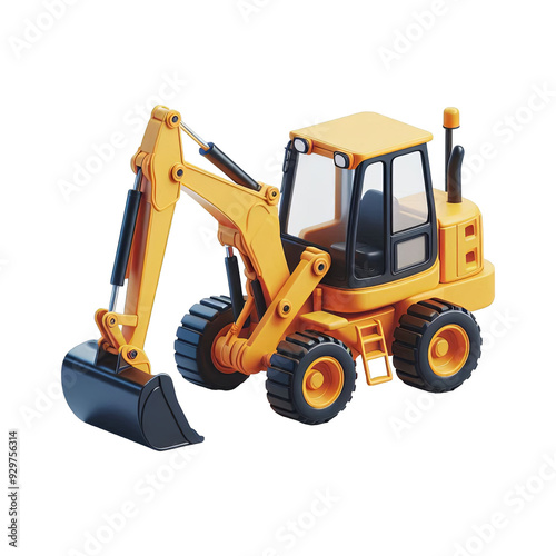 Backhoe Loader isolated on transparent background