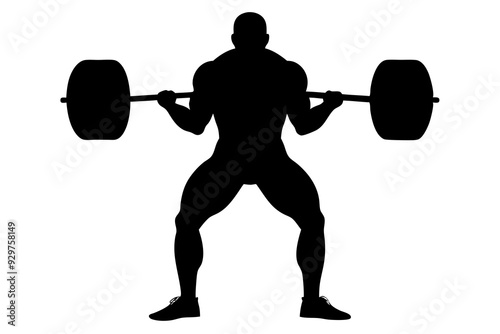 Silhouette of Weightlifter Performing Farmer's Walk, Strong and Determined Posture