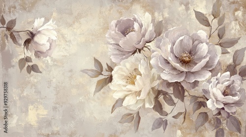 A beautiful floral design featuring soft peonies on a textured background.