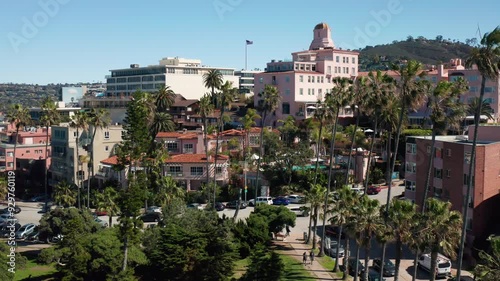 Descending into a Seaside La Jolla Park with a View of Historic City Building