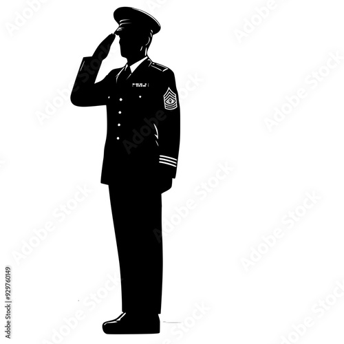 miliatry officer salute silhouette vector illustration