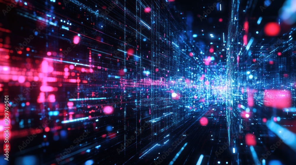Obraz premium Abstract Digital Network with Glowing Lines and Particles