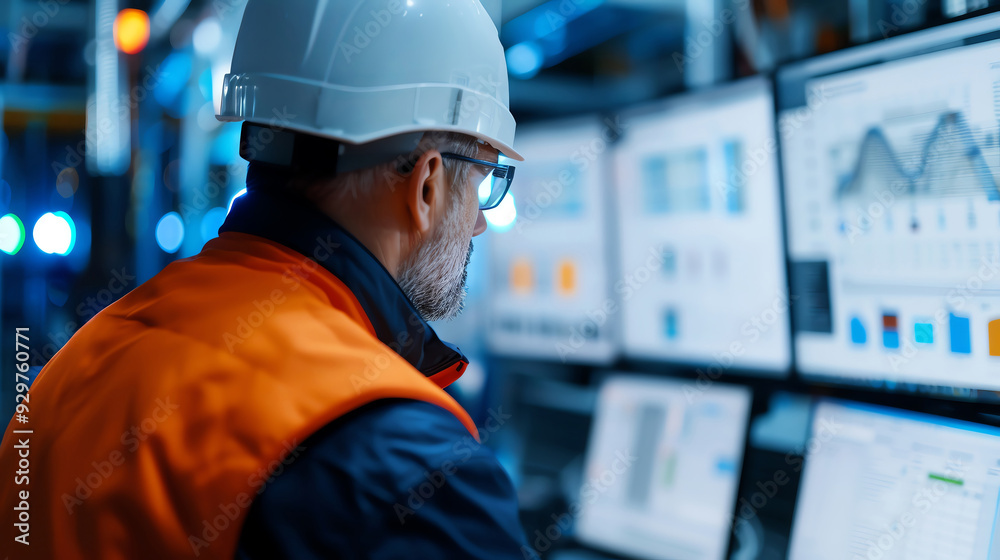 Engineer analyzing smart factory analytics Engineer analyzing smart factory analytics