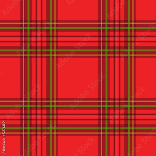 Red and green tartan plaid seamless vector pattern, decorative background, wallpaper, textile print, wrapping paper.