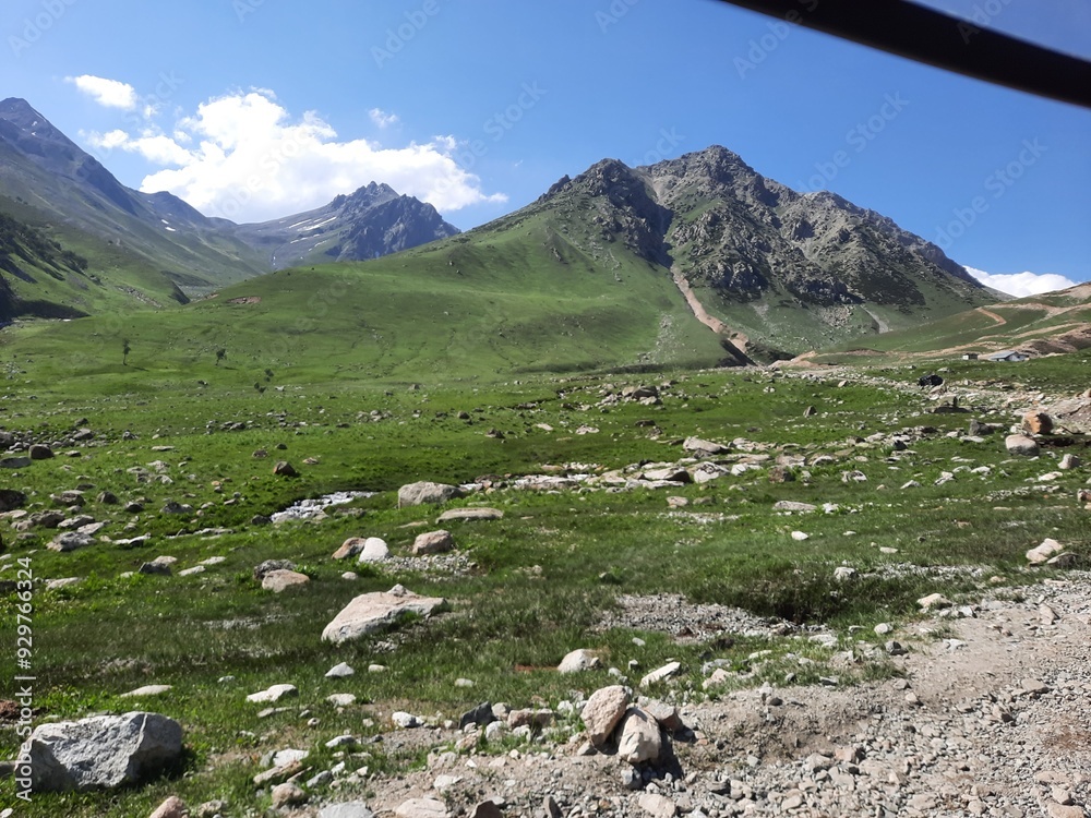 Fototapeta premium Majestic natural beauty of Gilgit-Baltistan in Pakistan. Gilgit-Baltistan is known for its astonishing natural beauty. Unique landscapes, evergreen forests, cold deserts and snow covered mountains. 