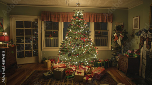 Christmas tree decoration on the living room 