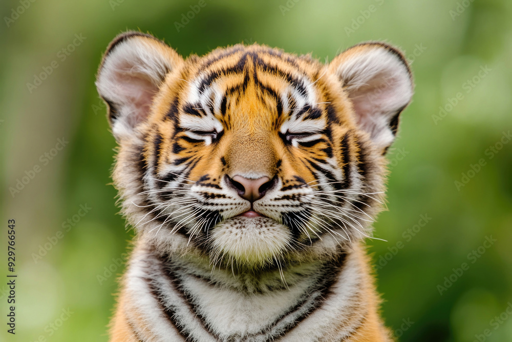 Fototapeta premium A portrait of a happy tiger cub.