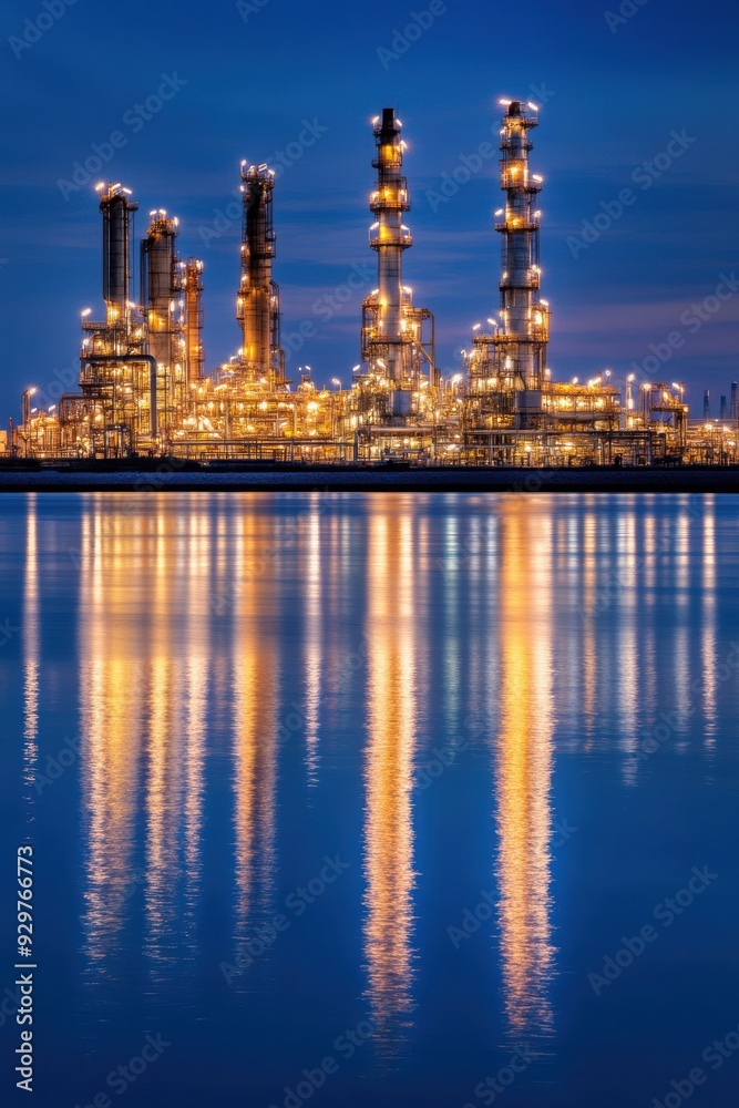A night view of a crude oil refining complex, with lights illuminating the facility and showcasing demand-driven production, reflecting growth in the energy sector. A night view of a crude oil refining complex, with lights illuminating the facility and showcasing demand-driven production, reflecting growth in the energy sector.