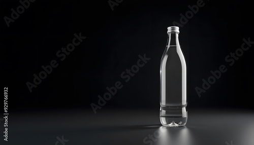 Minimalist Clear Bottle on Black Background