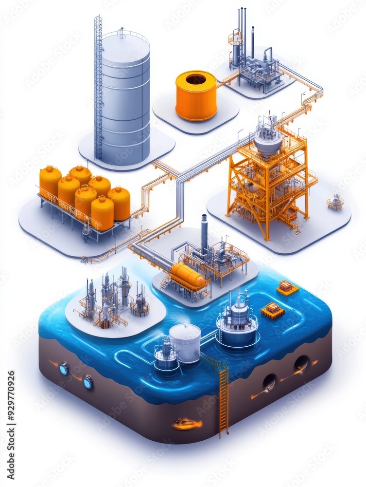 An illustration of the crude oil refining process, depicting each stage from extraction to final product output, highlighting the system's response to increasing demand. An illustration of the crude oil refining process, depicting each stage from extraction to final product output, highlighting the system's response to increasing demand.