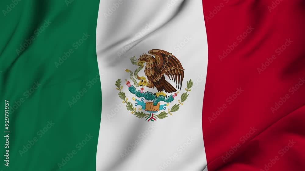 A beautiful view of the Mexico flag video. 3d flag-waving video. Mexico flag 4K resolution.