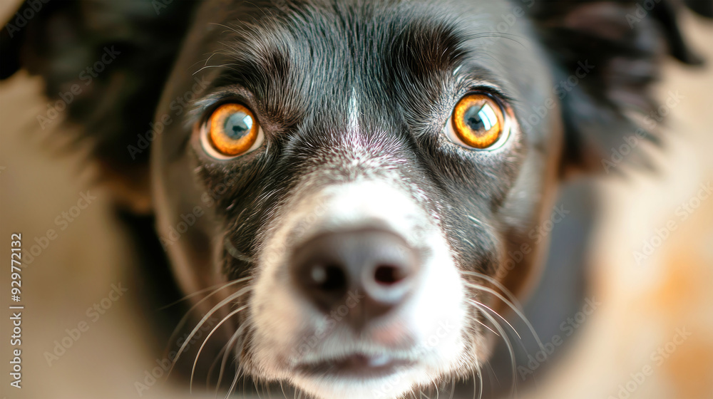 A playful puppy with striking eyes looks directly at the viewer, exuding charm and energy in a warm, inviting atmosphere A playful puppy with striking eyes looks directly at the viewer, exuding charm and energy in a warm, inviting atmosphere