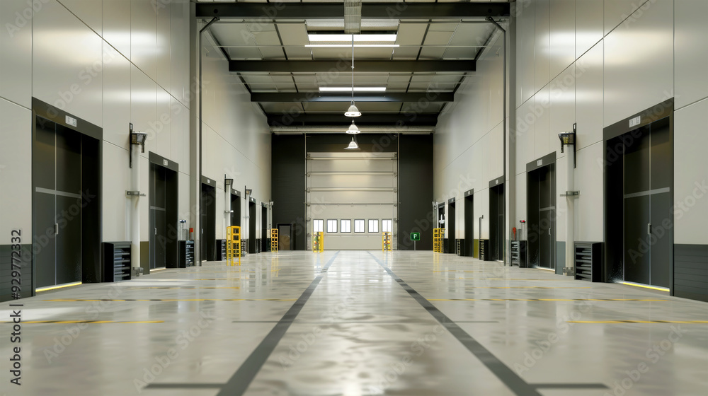 A large, clean warehouse with rows of self-service containers and vibrant yellow signage under bright lights, showcasing a well-organized storage space A large, clean warehouse with rows of self-service containers and vibrant yellow signage under bright lights, showcasing a well-organized storage space