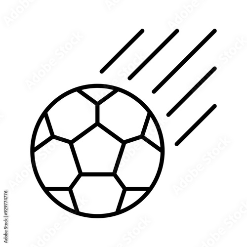 Flying soccer ball line icon vector object editable stroke

