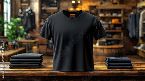 A black t-shirt displayed i...