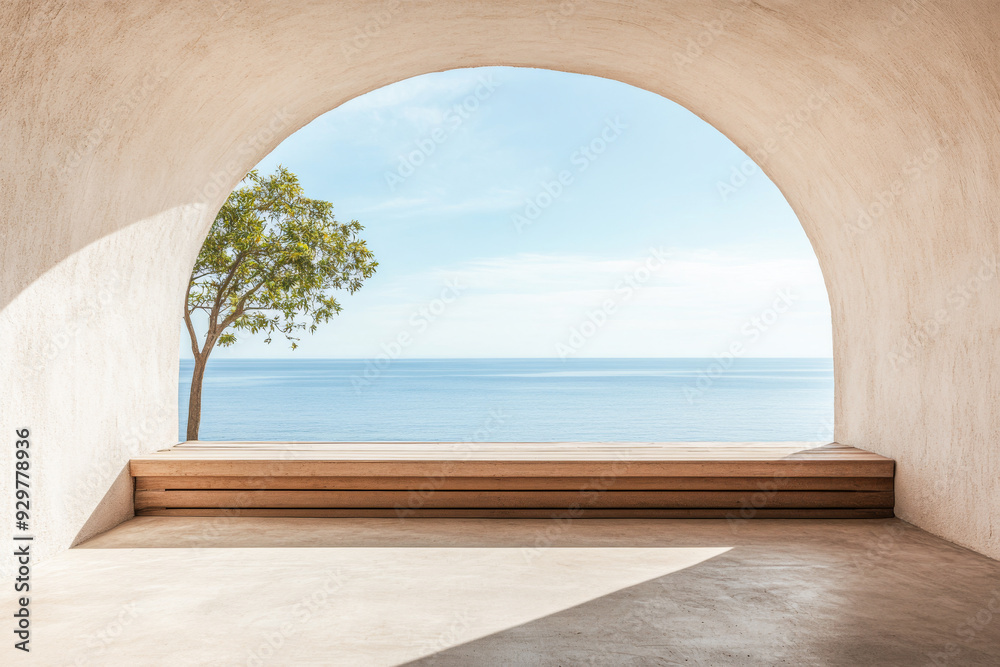 Ocean view from minimalist archway Ocean view from minimalist archway