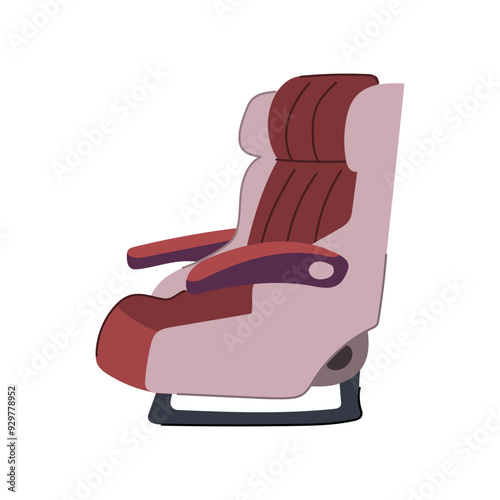 window seat airplane cartoon. middle recline, cushion tray, armrest headrest window seat airplane sign. isolated symbol vector illustration
