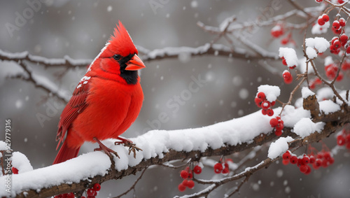 red cardinal in the snow