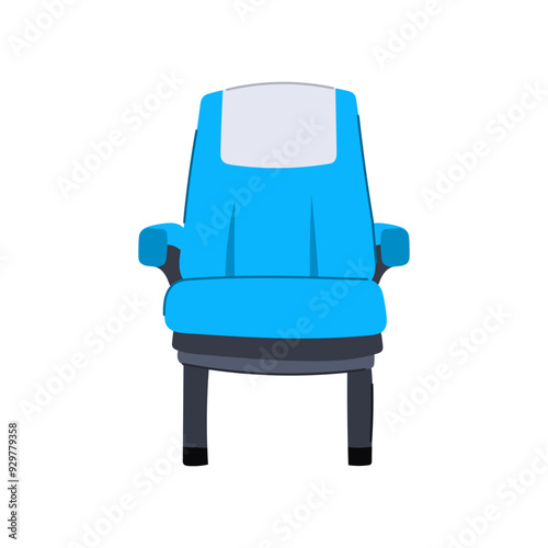 middle seat airplane cartoon. recline cushion, tray armrest, headrest economy middle seat airplane sign. isolated symbol vector illustration