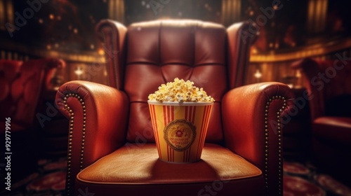 Popcorn in a theater chair photo