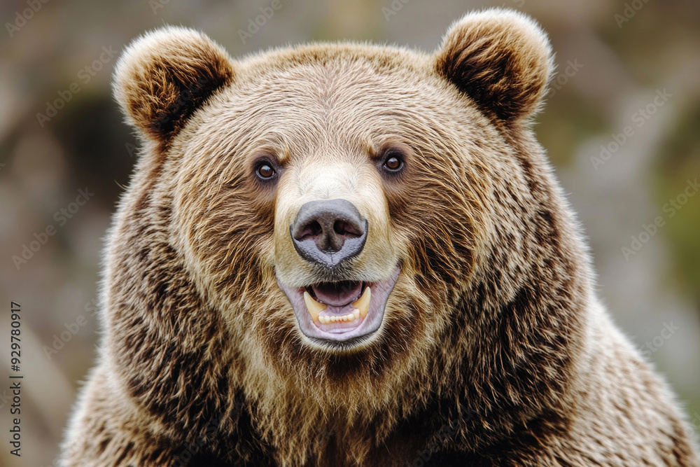 Obraz premium A portrait of a smiling, happy bear.