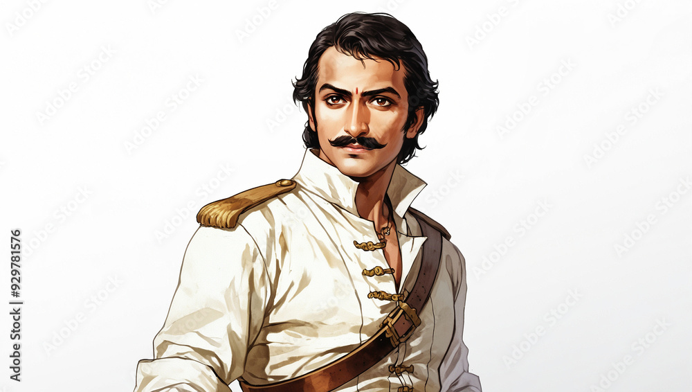 Obraz premium A man with dark hair, mustache
