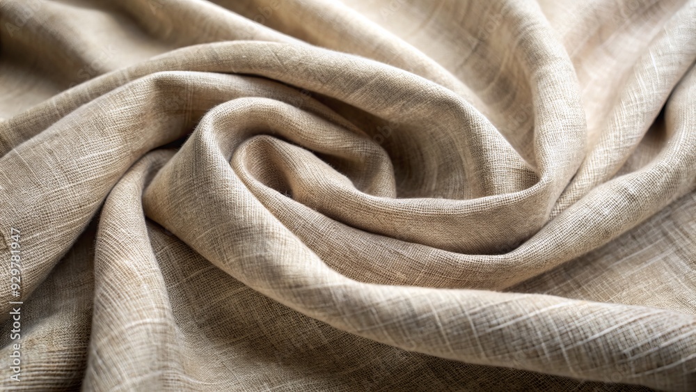 Soft, natural, and organic linen fabric features a subtle weave pattern and gentle wrinkles, showcasing its rustic charm and earthy, beige color tone. Soft, natural, and organic linen fabric features a subtle weave pattern and gentle wrinkles, showcasing its rustic charm and earthy, beige color tone.