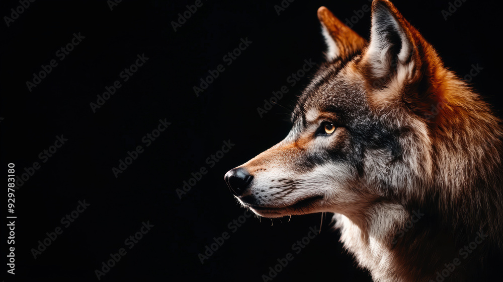 Fototapeta premium A wolf is staring at the camera with its mouth open