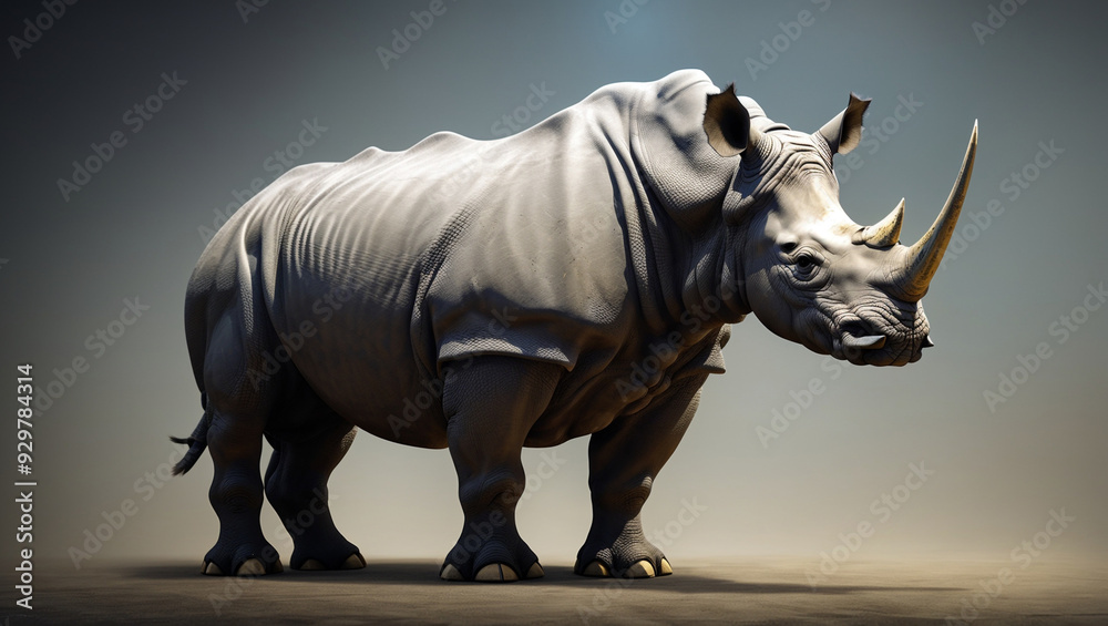 Fototapeta premium rhino on white