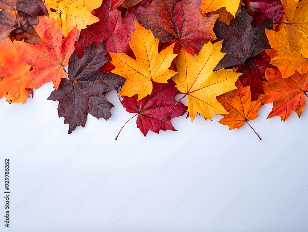 Fototapeta premium Autumn leaves, white background