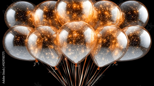 A cluster of transparent ba...