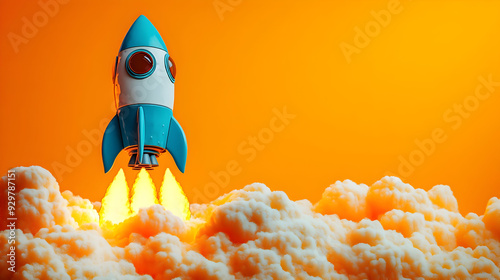 A colorful rocket launching...