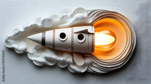 A creative paper rocket emi...