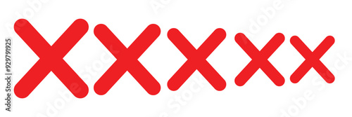 Red cross x vector icon set. No, wrong symbol. Cancel icon set. Ban sign vector illustration. Delete, vote sign. Red cross sign set. Wrong mark collection. Red cross X symbol.
