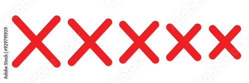 Red cross x vector icon set. No, wrong symbol. Cancel icon set. Ban sign vector illustration. Delete, vote sign. Red cross sign set. Wrong mark collection. Red cross X symbol.
