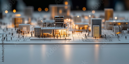 Fototapeta Naklejka Na Ścianę i Meble -  walkable city, urban design, metropolitan city planning, rough active style image concept.