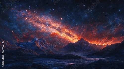 A Night Sky With Mountains And A Blazing Milky Way