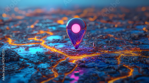 A digital map marker hoveri...