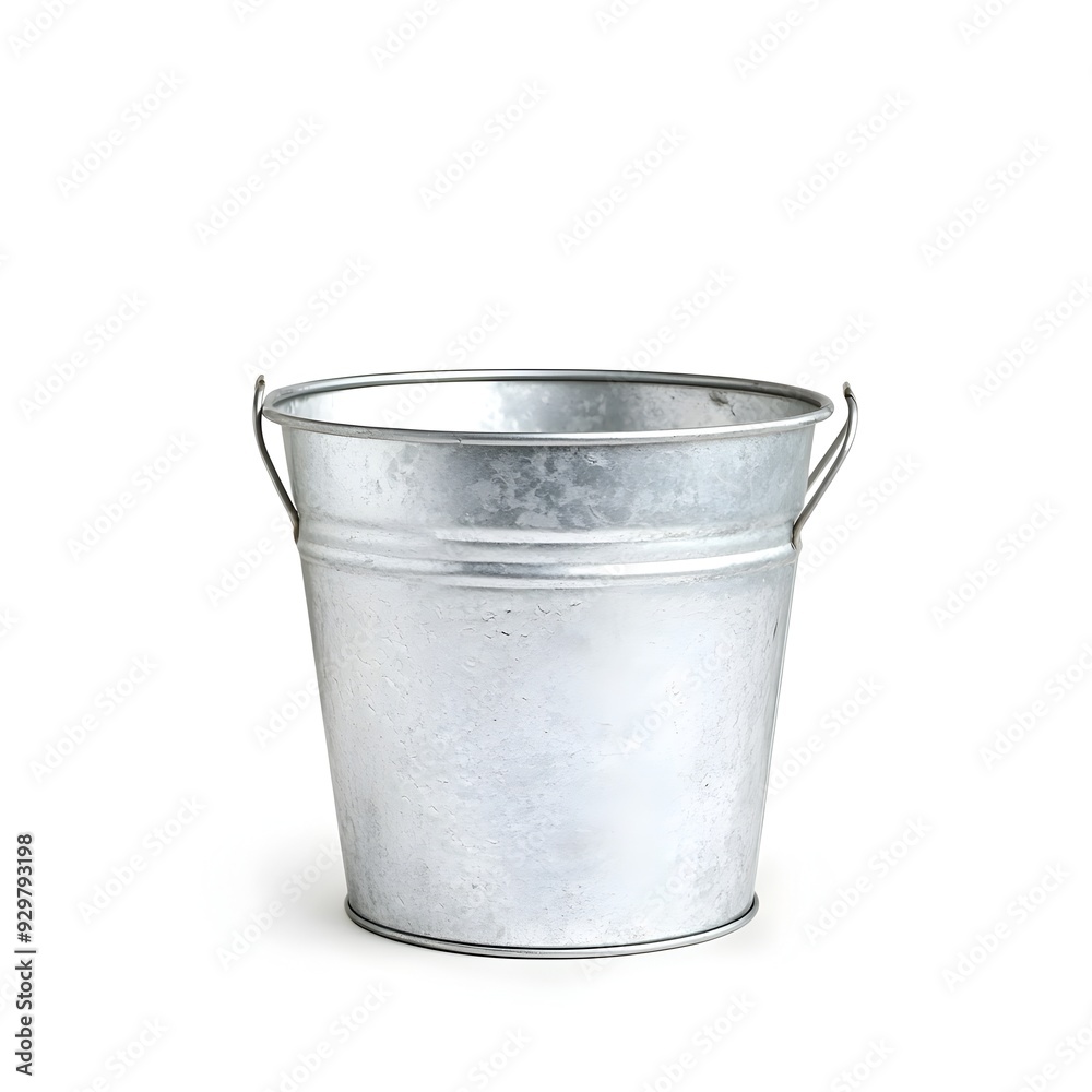 Galvanized Metal Bucket Isolated on White Background Galvanized Metal Bucket Isolated on White Background