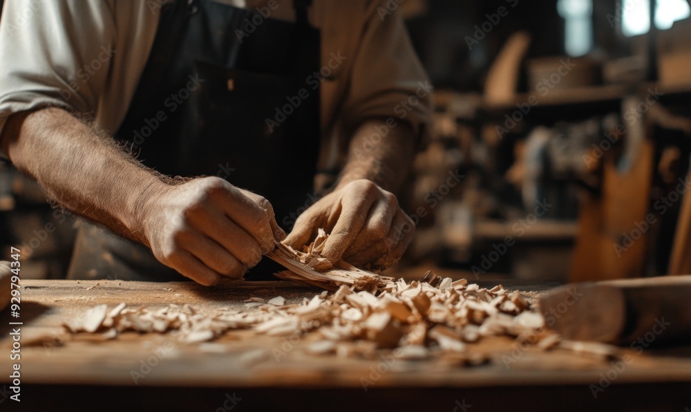 Skilled Artisan Shaping Wood: Traditional Craftsmanship in Rustic Workshop. Meticulous Woodworking Showcasing Precision, Cultural Heritage, and Dedication. Ideal for Labor Day Campaigns, Artisanal Mar Skilled Artisan Shaping Wood: Traditional Craftsmanship in Rustic Workshop. Meticulous Woodworking Showcasing Precision, Cultural Heritage, and Dedication. Ideal for Labor Day Campaigns, Artisanal Mar