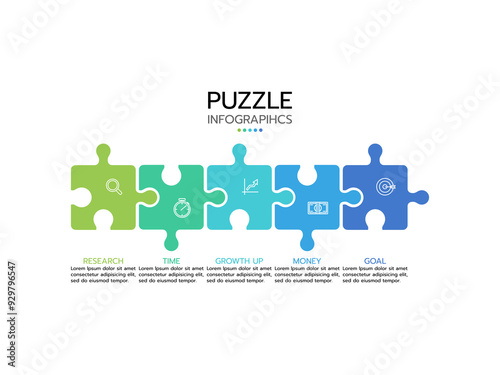 Infographic template. Concept 5 steps or options with marketing icons.