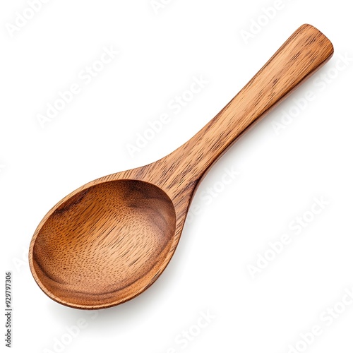 Elegant Wooden Spoon Isolated on Clean White Background Detailed Image of Handmade Kitchen Utensil