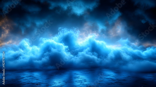 A dramatic ocean scene with...