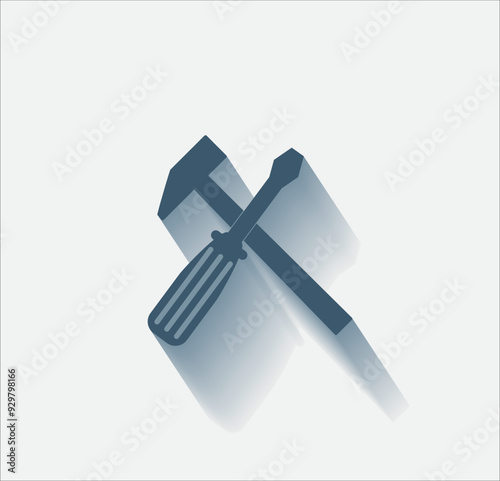 Vector dark color icon with shadow on light background
