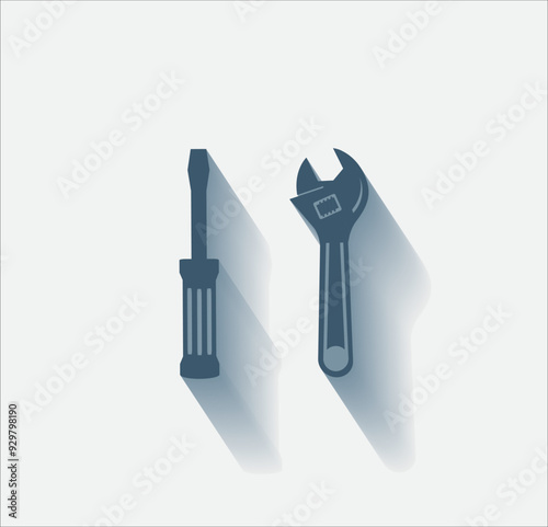 Vector dark color icon with shadow on light background