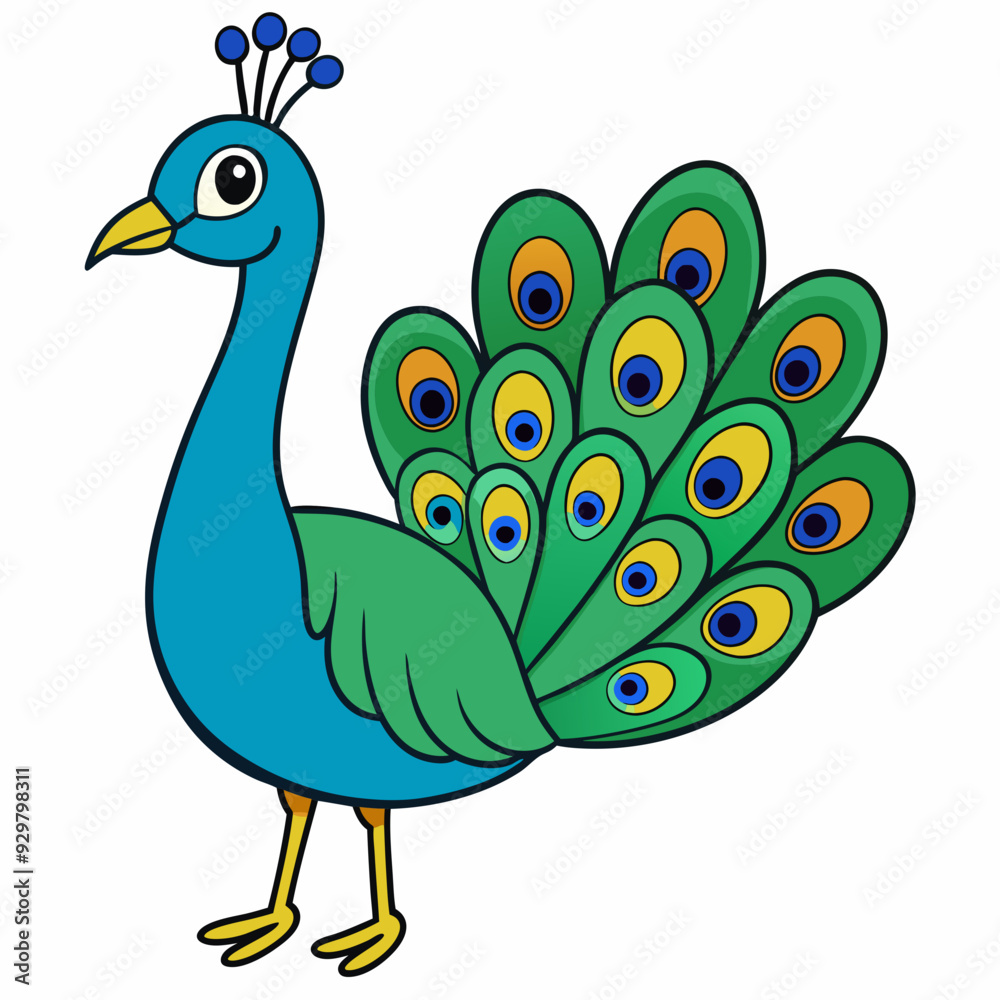 Fototapeta premium Beautiful peacock art vector illustration